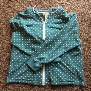 🛍Orvis teal polkadot hoodie size large🛍